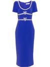 Midi dress with rhinestones and cut-out