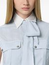 Silk blouse with striped pattern and bow