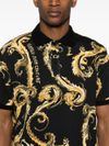 Cotton polo shirt with Baroque print