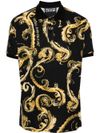 Cotton polo shirt with Baroque print