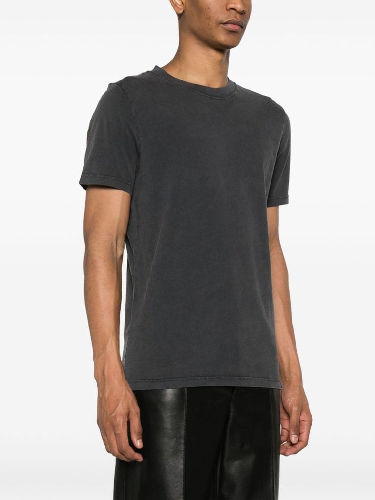 Shop Courrèges Cotton T-shirt With Embroidered Logo In Grigio