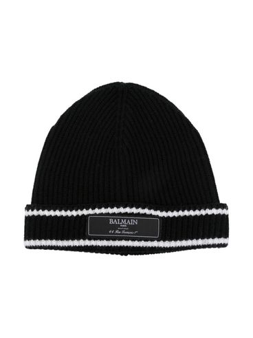 Ribbed Virgin Wool beanie with logo