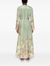 Long Waverly Billow silk dress with floral print