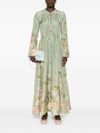 Long Waverly Billow silk dress with floral print