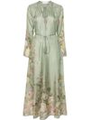 Long Waverly Billow silk dress with floral print