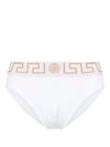 Stretch cotton briefs shorts with Greek key pattern and logo