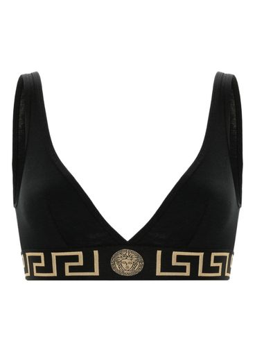 Triangle bra in stretch cotton with Greek key pattern