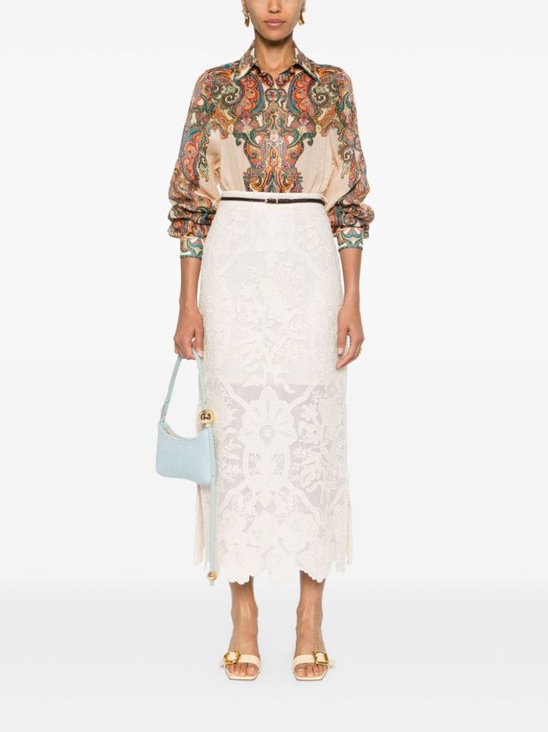 Shop Zimmermann Ottie Shirt With Semi-transparent Paisley Print In Multicolore