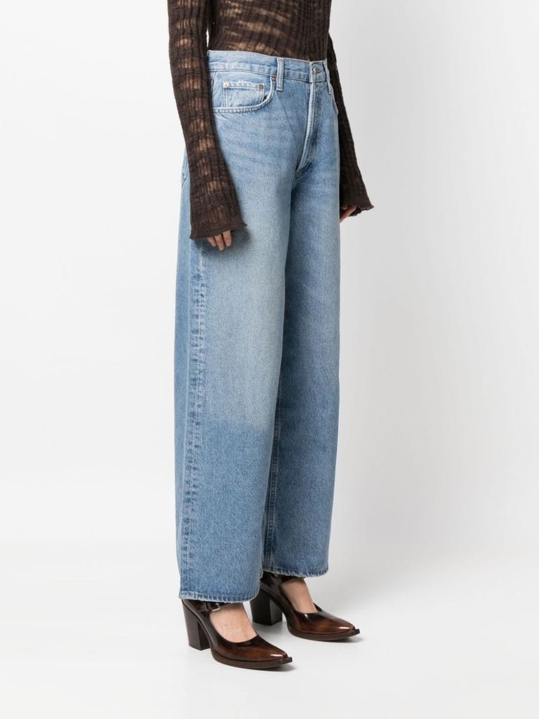 Shop Agolde Jeans Low Slung Baggy In Misto Cotone In Blu