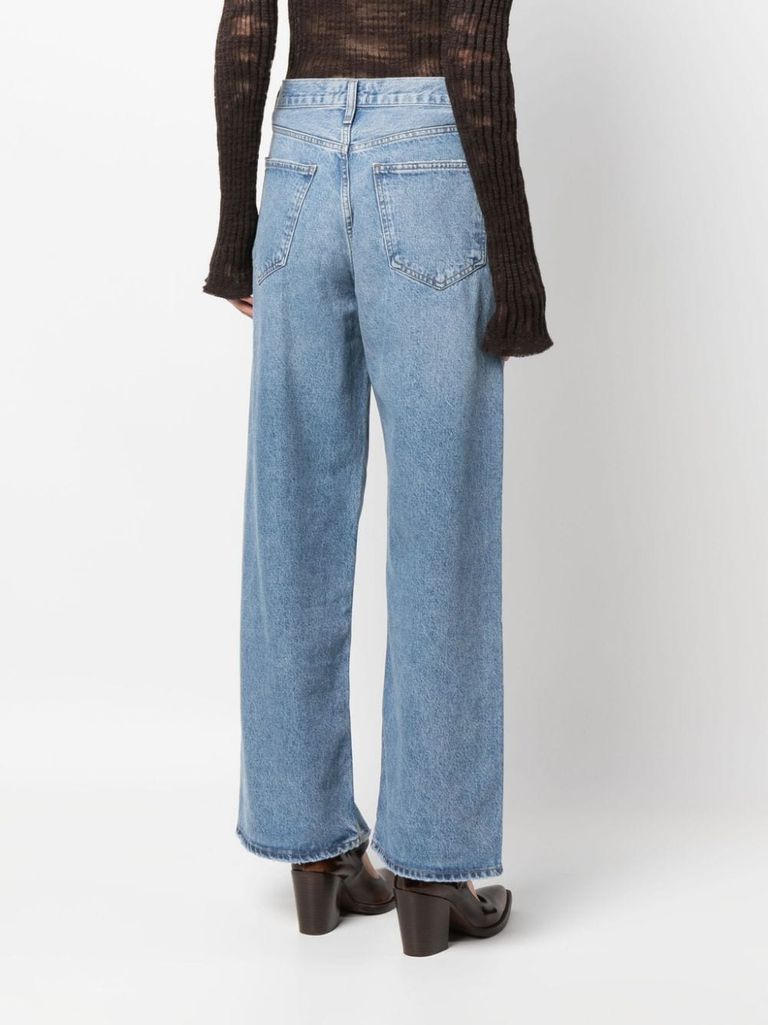 Shop Agolde Jeans Low Slung Baggy In Misto Cotone In Blu