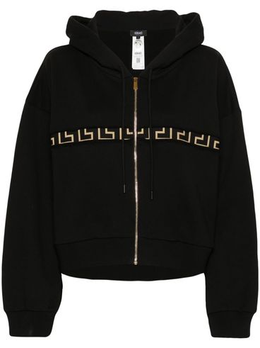 Cotton hoodie with Greek key pattern