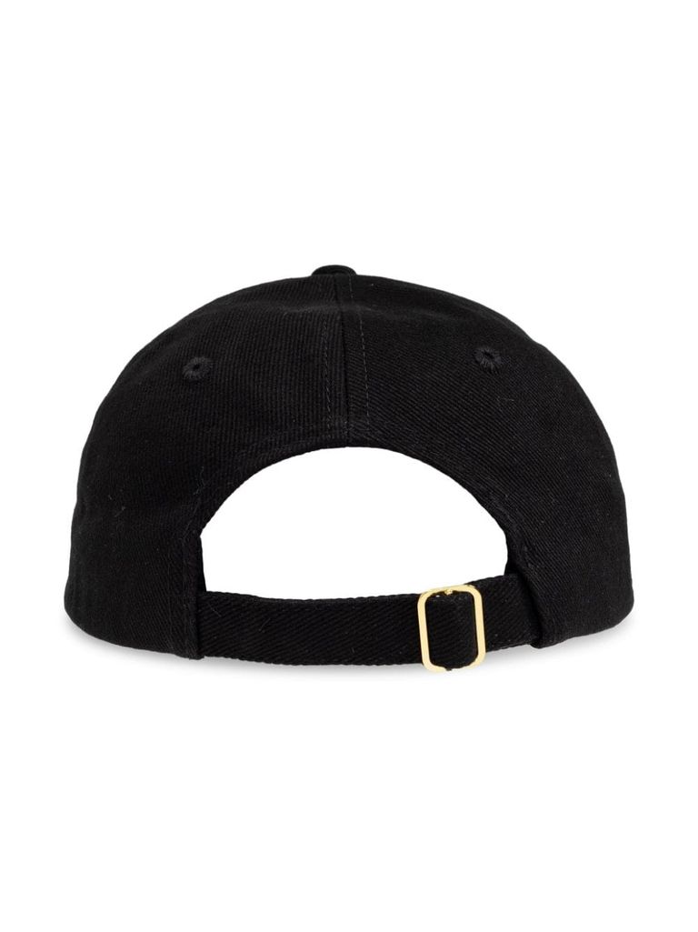 Shop Casablanca Cotton Baseball Cap With Tennis Embroidery In Nero