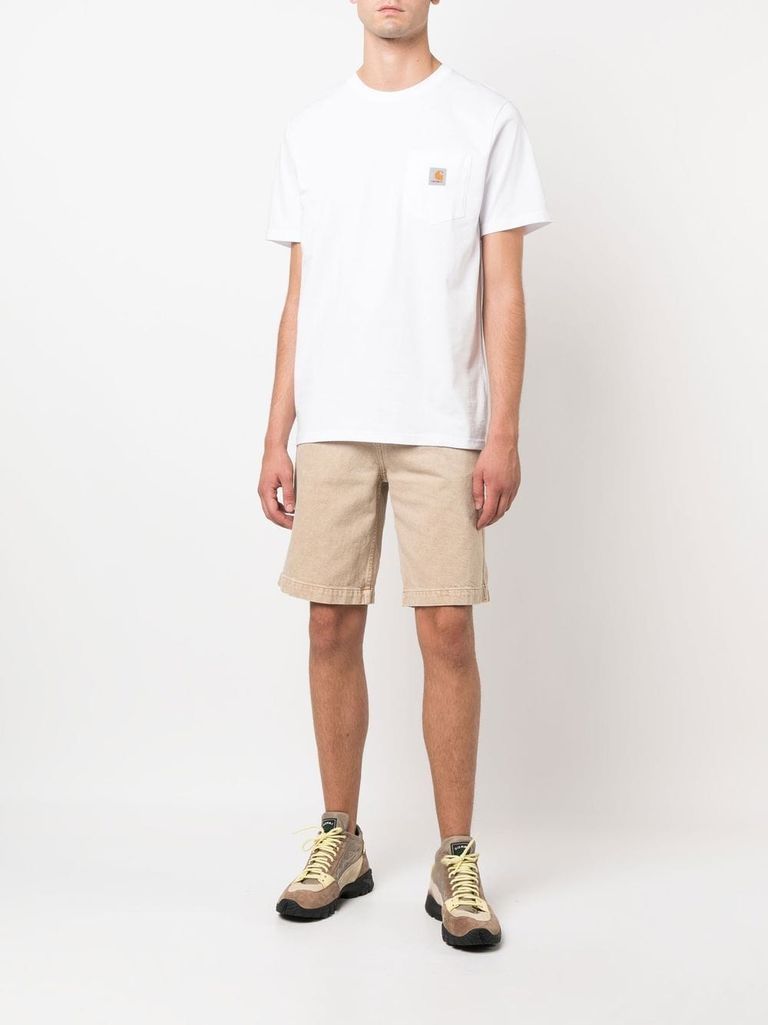 Shop Carhartt Cotton T-shirt With Pocket And Logo In Bianco