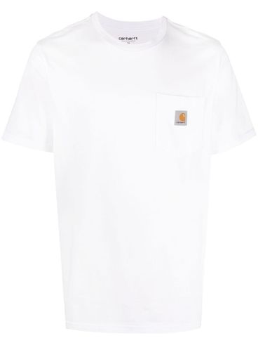 T-shirt in cotone con tasca e logo