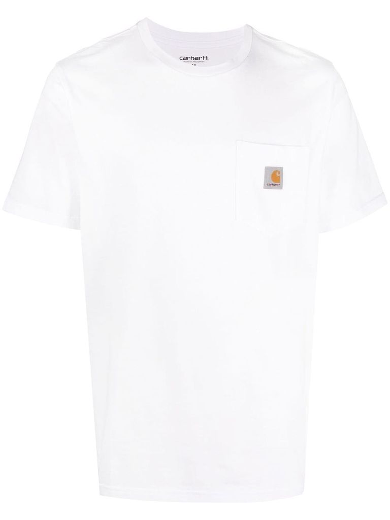 Shop Carhartt Cotton T-shirt With Pocket And Logo In Bianco