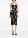 Stretch midi sheath dress with polka dot print