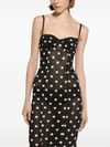 Stretch midi sheath dress with polka dot print