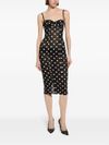 Stretch midi sheath dress with polka dot print