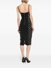 Stretch midi sheath dress with polka dot print