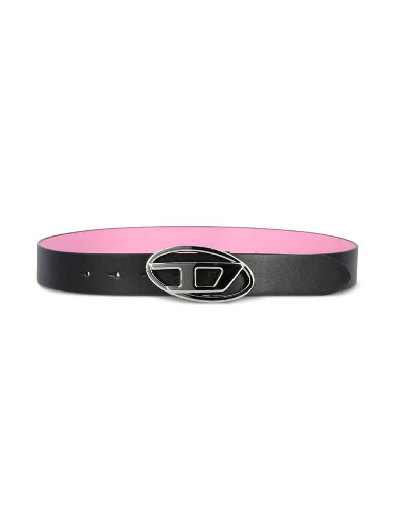 Shop Diesel Reversible Two-tone Leather Belt With Logo In Nero