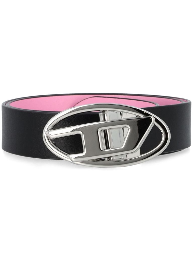 Shop Diesel Reversible Two-tone Leather Belt With Logo In Nero