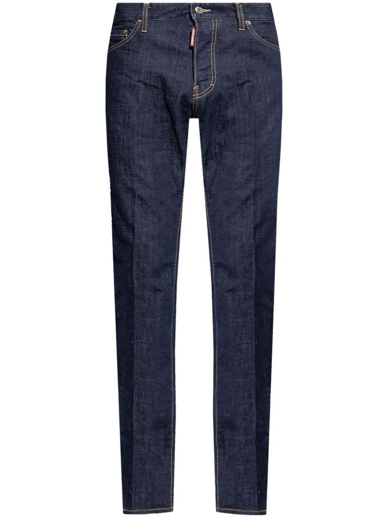 Shop Dsquared2 Low-rise Slim Fit Stretch Cotton Jeans In Blu