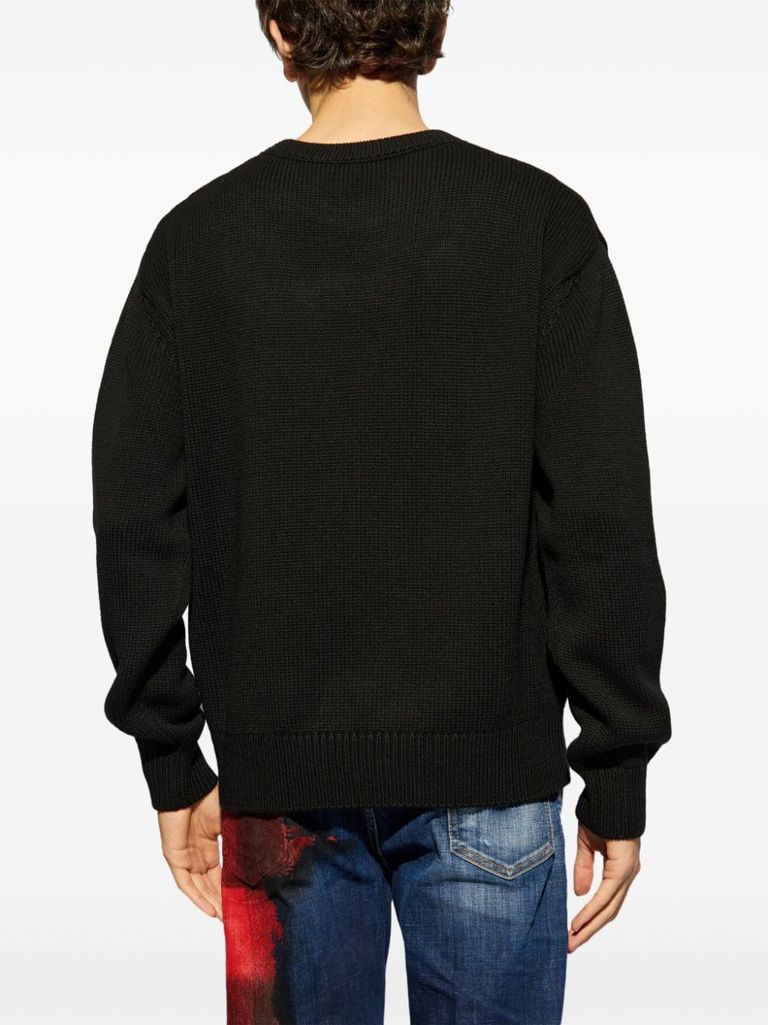 Shop Dsquared2 Wool Sweater With Logo And Bear In Nero