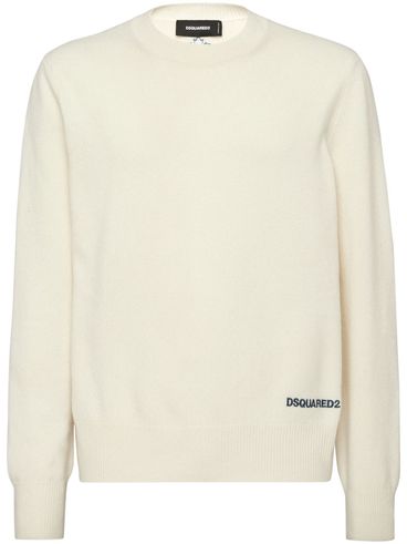 Crew neck wool sweater with logo