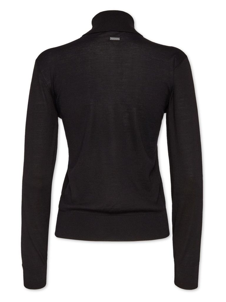 Shop Dsquared2 Wool Turtleneck Sweater With Heart Motif In Nero