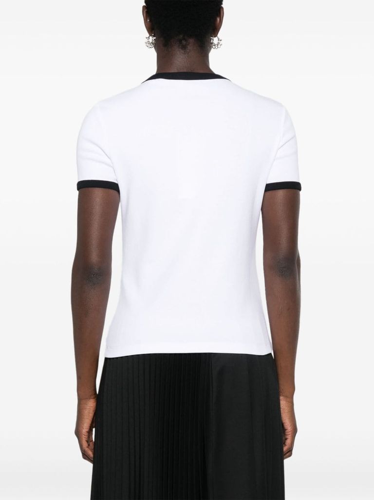 Shop Kenzo Stretch Cotton T-shirt With Logo Print In Bianco