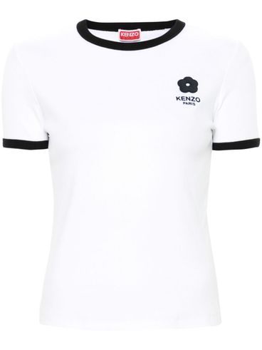 Stretch cotton T-shirt with logo print