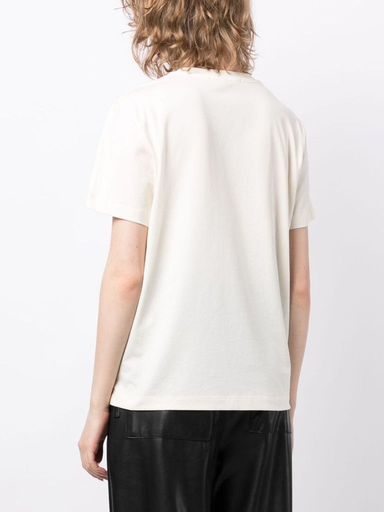 Shop Msgm Cotton T-shirt With Logo Print In Bianco