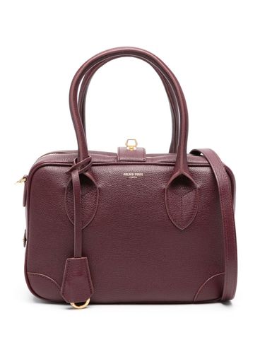 Calf leather tote bag with logo print