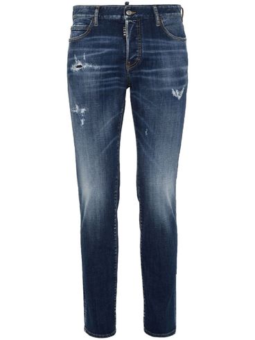 Jeans skinny in cotone effetto vissuto