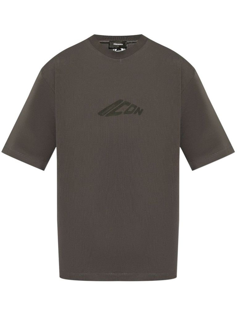 Shop Dsquared2 Cotton T-shirt With Logo Print In Grigio