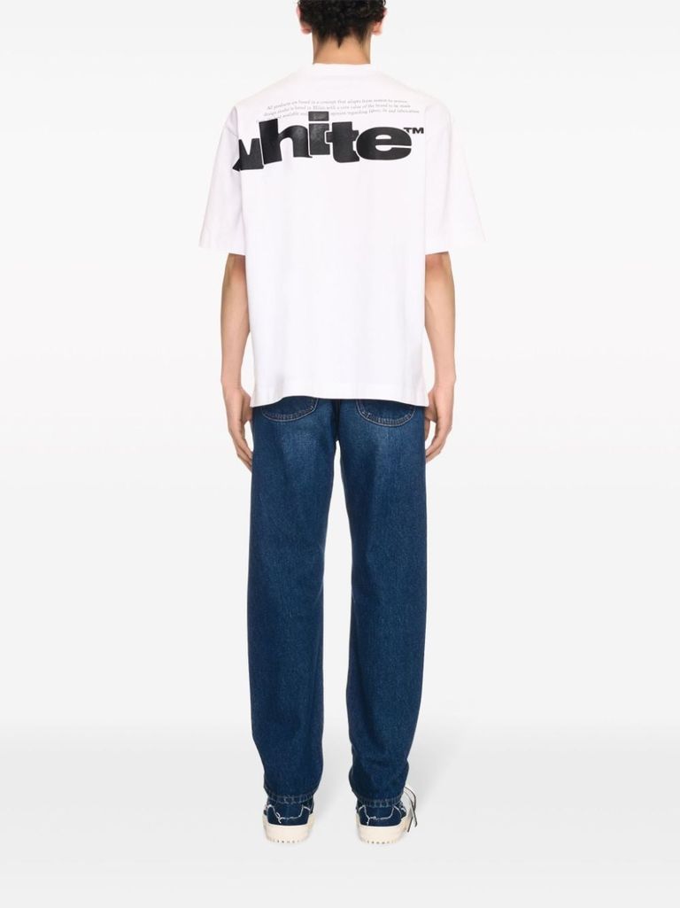 Shop Off-white Script Tapered Jeans In Cotton In Blu