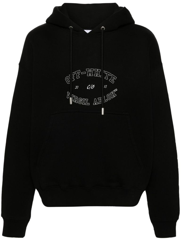 Shop Off-white Cotton Hoodie With Print In Nero