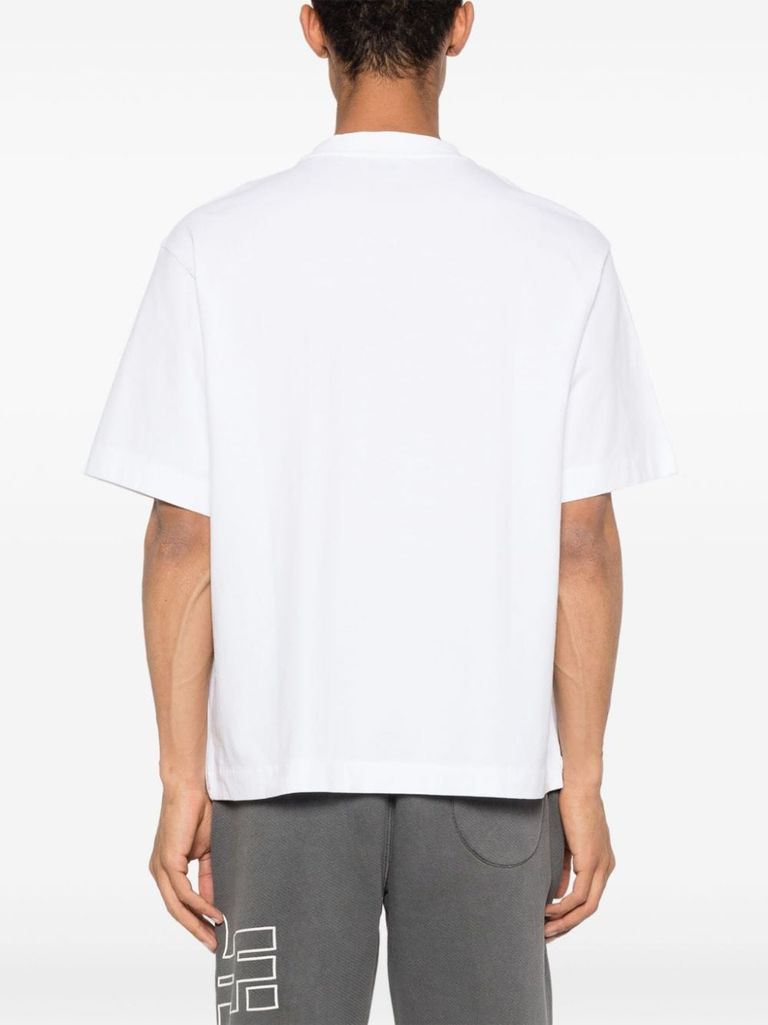 Shop Off-white Cotton T-shirt With Print In Bianco