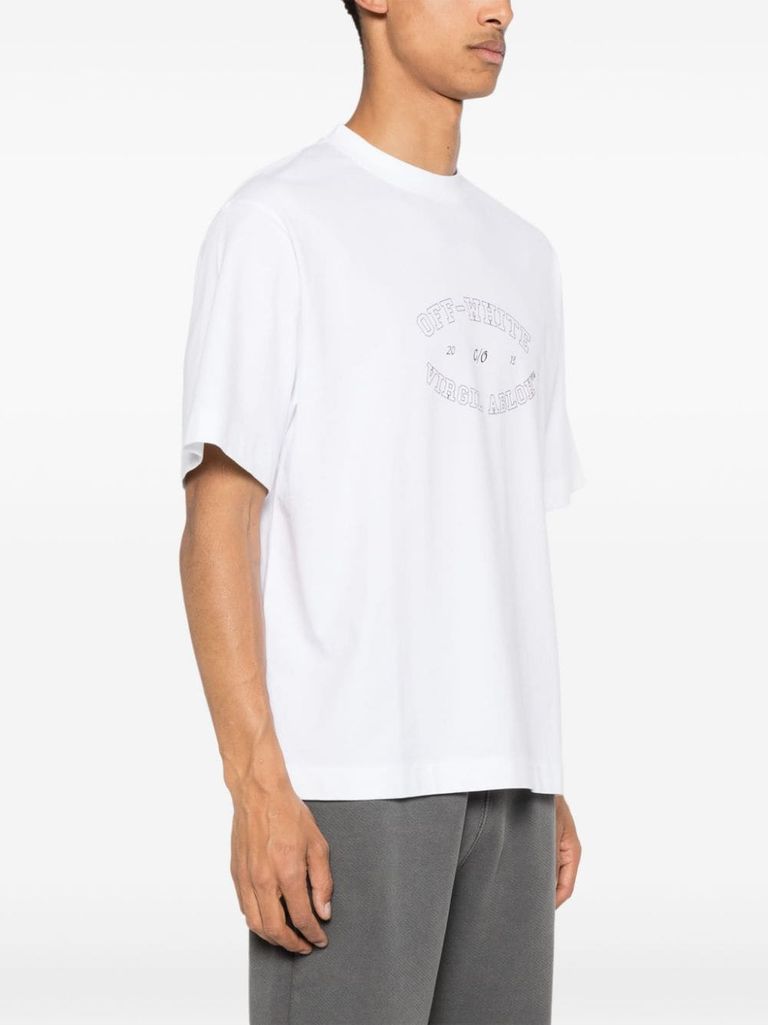 Shop Off-white Cotton T-shirt With Print In Bianco