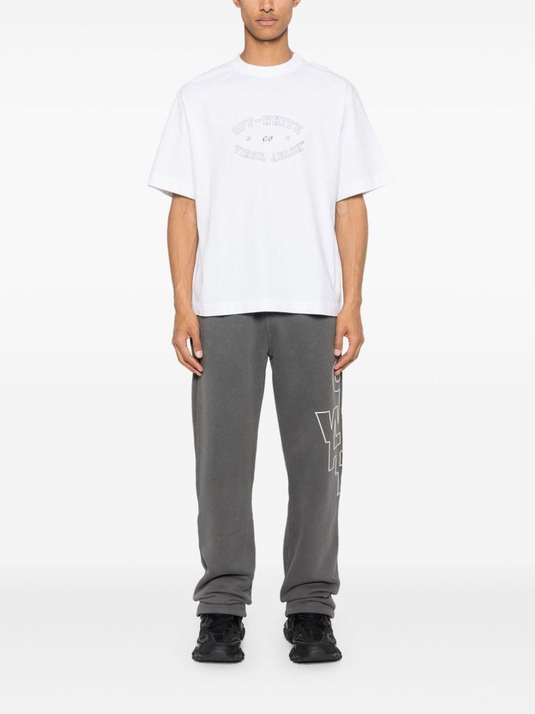 Shop Off-white Cotton T-shirt With Print In Bianco