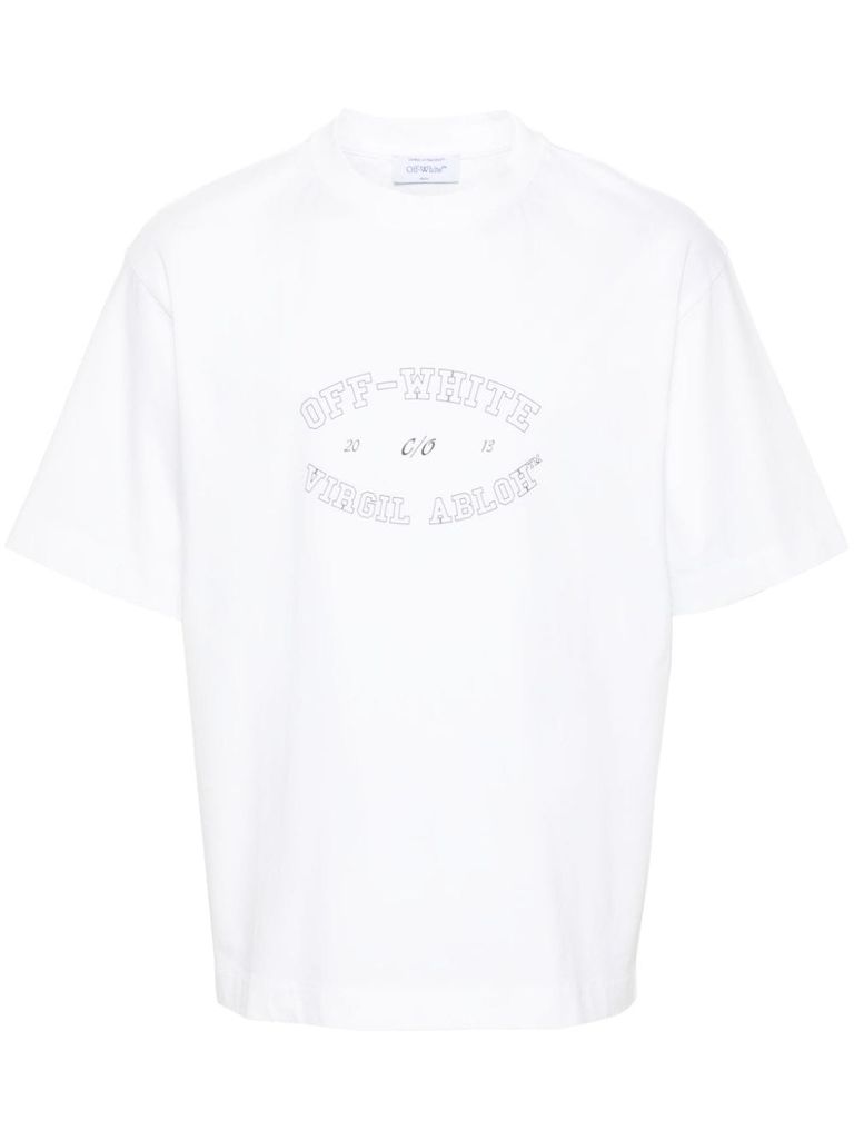 Shop Off-white Cotton T-shirt With Print In Bianco