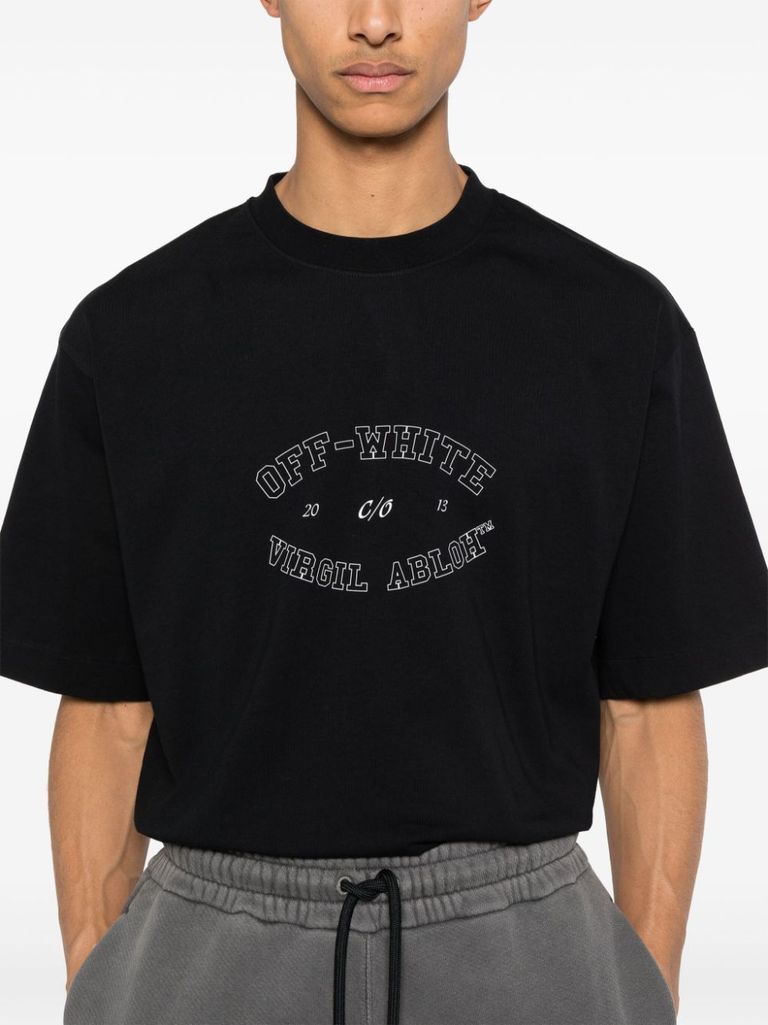 Shop Off-white Cotton T-shirt With Print In Nero