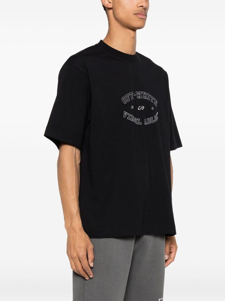 Shop Off-white Cotton T-shirt With Print In Nero