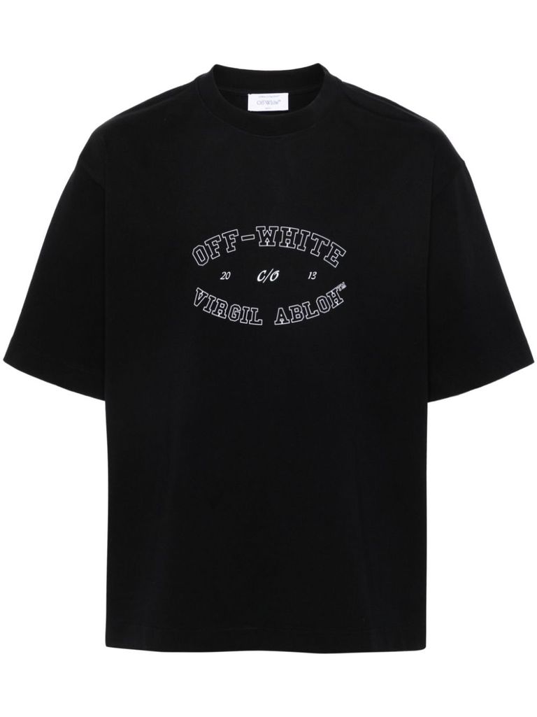 Shop Off-white Cotton T-shirt With Print In Nero