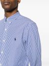 Striped cotton shirt with embroidered logo