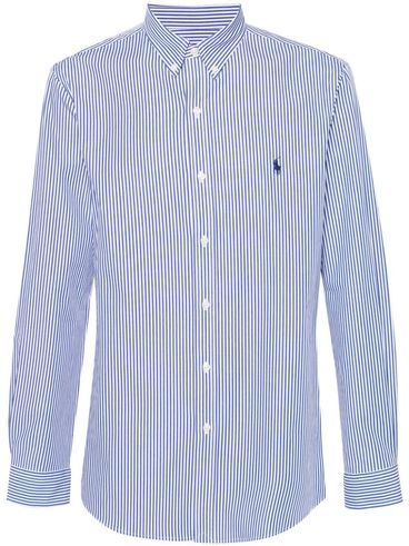 Striped cotton shirt with embroidered logo