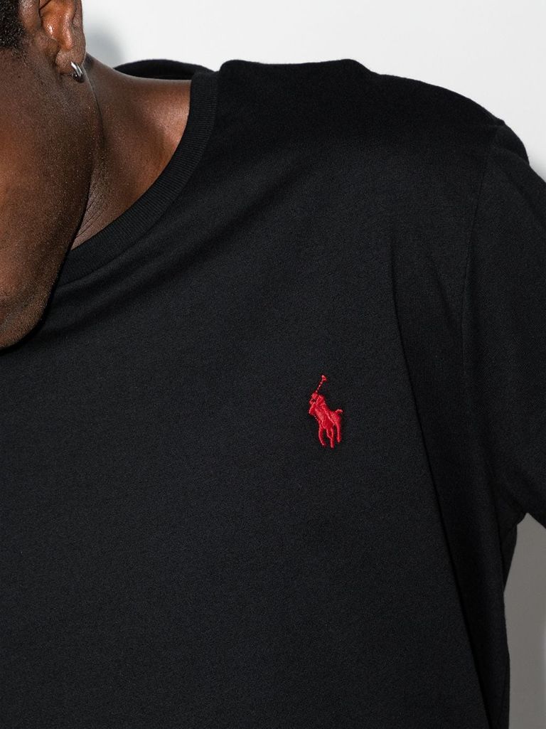 Shop Polo Ralph Lauren Cotton T-shirt With Embroidered Logo In Nero