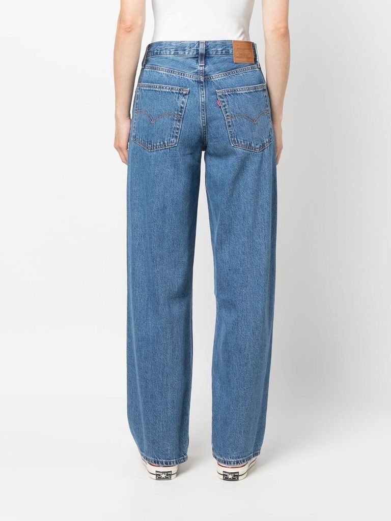 Shop Levi's Straight Baggy Dad Jeans In Medium-rise Cotton In Blu