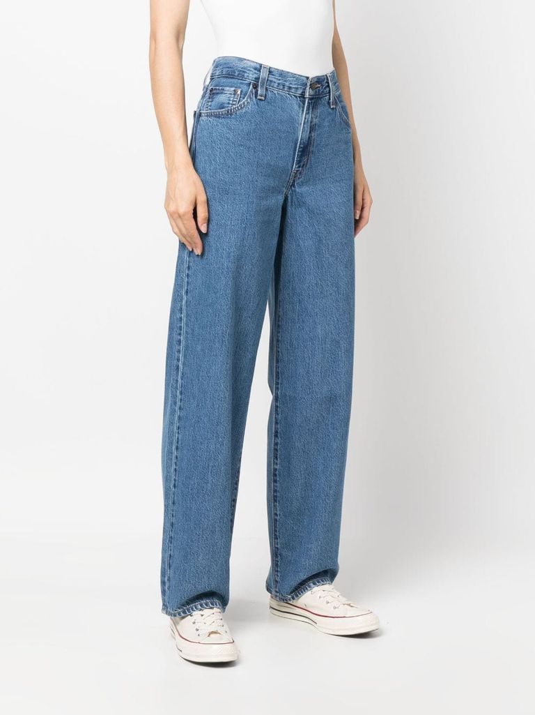 Shop Levi's Straight Baggy Dad Jeans In Medium-rise Cotton In Blu