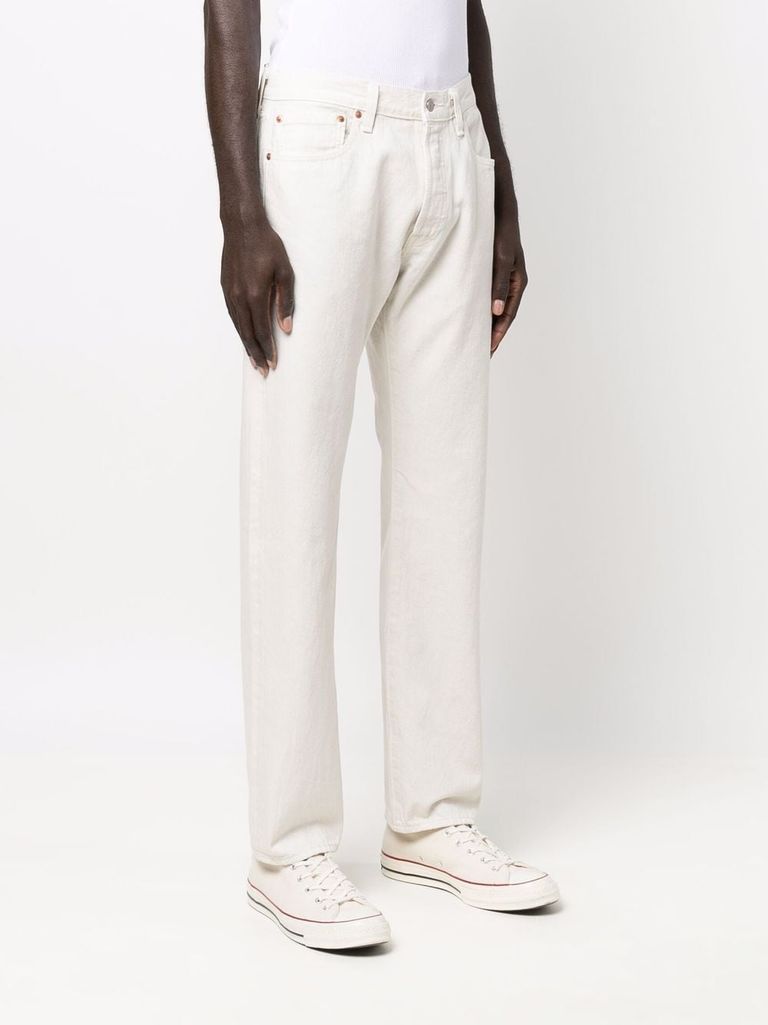 Shop Levi's 501 Cotton Jeans With A Straight Leg In Bianco